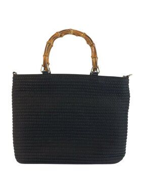 Gucci Bamboo Black Silver Nylon 000 Tote
